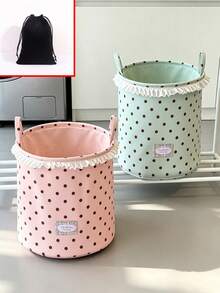 6pcs/1pc Keranjang Cucian Lipat Motif Polkadot, Tempat Penyimpanan Kain Lembut, Pola Polkadot, Aneka Warna, Sepanjang Musim, Gaya Rumah Minimalis, Cocok Untuk Dewasa, Kamar Mandi, Kamar Tidur, Ruang Cuci, Penyimpanan Rumah - MultiWarna - View 11