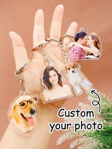 Acrylic Photo Keychain B2 - Customized Acrylic Photo Keychain, Personalized Keychain, Custom Bag Charm, Customizable Pet/Couple/Family Photos, Birthday Gift, Women's Keychain, Valentine's Day, Anniversary, Unique Gift - Multicolor - View 1