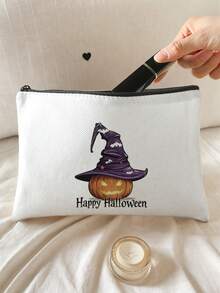 1pc, Makeup Bag, Multi-Scenario Universal, Extra Large Capacity, Ultra-Lightweight & Portable, Versatile & Practical, Halloween Pattern Printed Toiletry Bag, Cosmetic Bag, Large Capacity Toiletry Bag, For Lipstick, Brushes, Skincare, Phone, Coins, Small Items, For Home, Gift, Vacation And Holiday Multi-Functional Use, Teenager Toiletry Storage Bag - Multicolor - View 10
