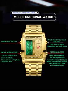 VA VA VOOM Brand New Men's Dual Display Watch, Stainless Steel Band, Luminous Digital + Pointer Quartz Dual Movement, Alarm, Stopwatch, Calendar, Day Of The Week, Luminous Multi-Function Men's Watch - Dual-display Style - View 3