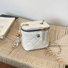 Quilted Mini Crossbody Bag, Gold Hardware Chain Shoulder Bag, Suitable For Daily, Party And Date Small Zipper Square Bag - Multicolor - View 10