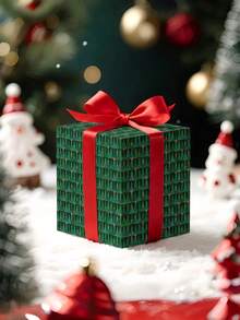 1 Roll Of Christmas Gift Wrapping Paper With Small Christmas Tree Pattern ,Perfect For Christmas Gift Wrapping,Decorating For Christmas Parties,Home Festive Decoration,DIY Craft,1 Roll Size: 43 Cm X 300 Cm - A - View 5