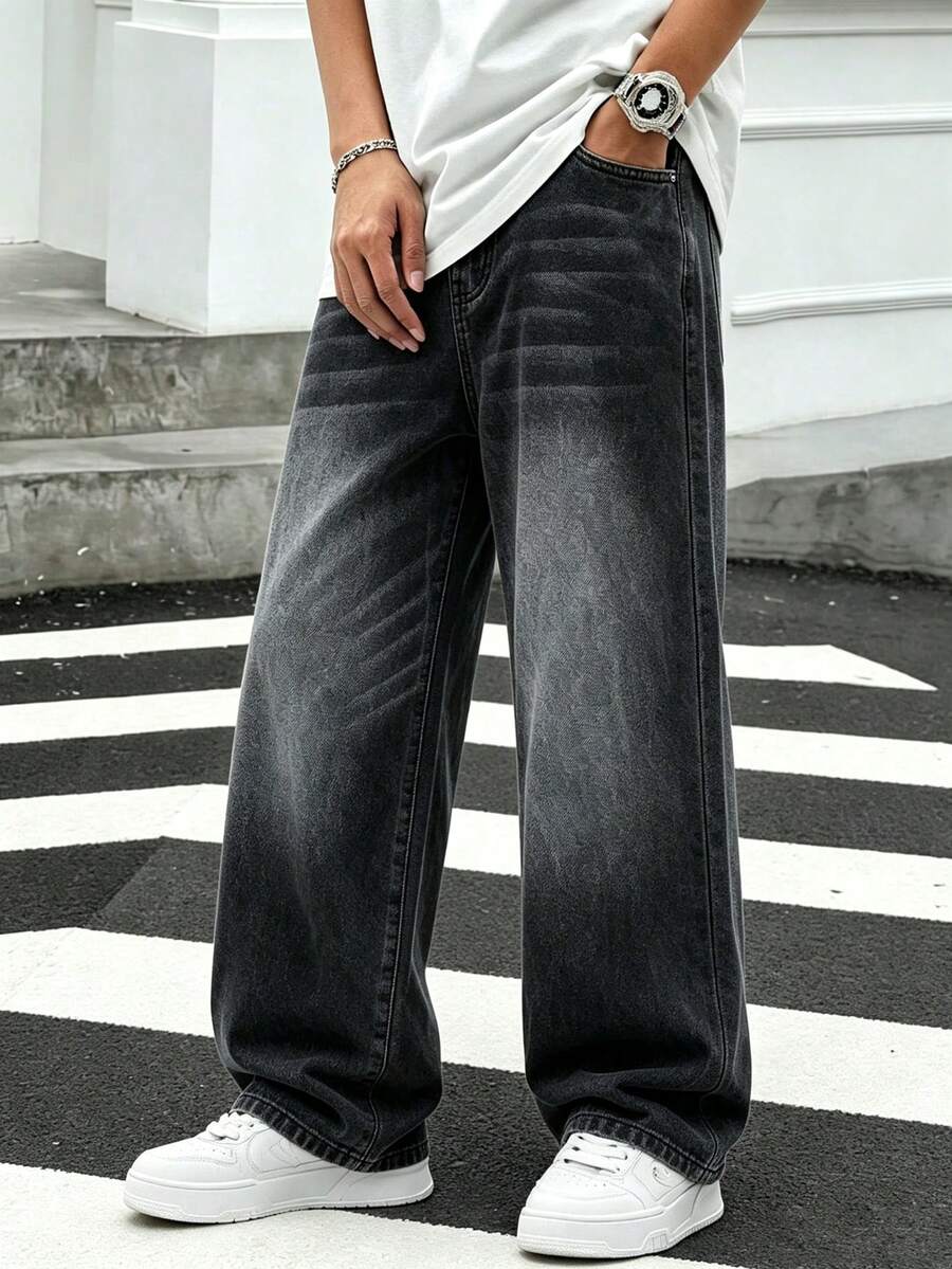 Boys' Spring Denim Jeans, Fashionable New Style - Black - View 1