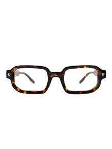 1pc Small Square Vintage Multifunctional Clear Lens Glasses, Full Frame Personalized Transparent Eyewear, Suitable For Travel, Vacation, Daily Wear And Decoration - Leopard Print Frame Transparent - View 4