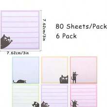 6pcs 480 Lembar Kertas Tempel Motif Kucing Lucu, Memo Kreatif yang Mudah Disobek, Hadiah Kecil untuk Pelajar, Portabel, Dapat Digunakan Kembali - 7,62*7,62 cm - View 8