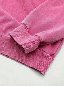 American Vintage Distressed Washed Hooded Sweatshirt Men's Loose Zipper Sweatshirt Autumn/Winter Casual Versatile Commuter Jacket - Hot Pink - View 5