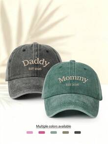 2pcs Fashion Minimalist Casual Versatile Washed Baseball Caps With "Daddy And Mommy" Letter Pattern Print, Unisex Essential Fashion Item All-Season Decorative Style Gift For Family And Friends - 2 PC Washable - View 10
