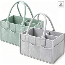 2 Pack Organizer Caddy Popok Bayi - Perlengkapan Esensial Bayi Baru Lahir untuk Daftar Kado Bayi - Wadah Penyimpanan Kamar Bayi Kokoh & Caddy Mobil Portabel untuk Popok dan Tisu Basah - MultiWarna - View 14
