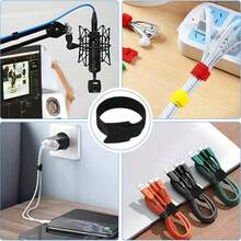 50/70/100pcs Reusable Adjustable Cable Ties, Cable Management Organizer, Cable Straps, Fastening Straps With Hooks And Rings, Multi-Purpose Adjustable Cable Organizer Straps, Hook And Loop Straps, Wrap And Hook And Loop Straps, Suitable For Computer, Gaming, Wires, Data Cables, Desk, Home Office, Cable Storage And Gardening Ties Essential - T-type Cable Tie - View 4