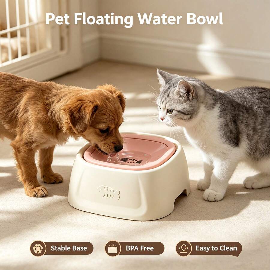 1500ml Floating Pet Water Bowl, Anti-Moisture Mouth Design, Transparent Floating Water Dispenser, Suitable For Cats And Dogs, Anti-Splash, Suitable For Bichon Frise And Small To Medium Pets