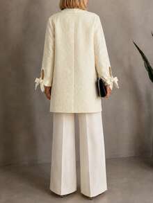 Jaket Kasual Minimalis Lengan Panjang Warna Polos Elegan untuk Wanita, Cocok untuk Musim Semi/Gugur - Aprikot - View 2