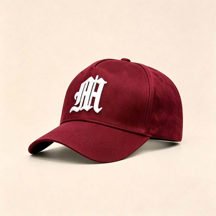 1pc Men Gothic MH Letter Embroidered Baseball Cap Adjustable Fashion Hat For Hiking Casual Street Party Travel Daily Outdoor Wear