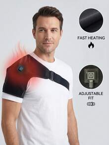 AXH. Electric Heated Shoulder Care Belt Shoulder Massage Belt Warm Shoulder Protector - Black - View 2