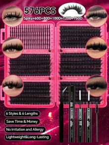 720/684/648/200pcs Multi-Style D-Curl Eyelash Clusters Set, 8-16mm Large Capacity Individual Lashes. Easy For Daily Makeup Use At Home. Suitable For Dates, Travel, Photography, Weddings, Holidays And Cosplay False Eyelashes - Multicolor - View 7