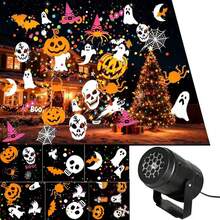 1pc LED Halloween Projector Light, Atmosphere Decoration Lamp, Indoor Projection Light With Ghost, Pumpkin, Clown, Spider And Other Multiple Patterns, Suitable For Bedroom, Ceiling, Holiday Party, Halloween Decoration, USB Powered - Multicolor - View 1