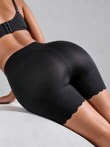 Plus Size High Waist Tummy Control Seamless Waist Cincher Butt Lifting Shaping Panties Anti-Exposure Boxer Briefs - Black - View 4