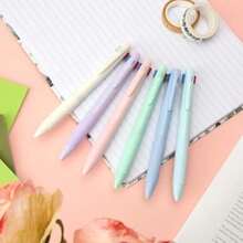 Multi-Color Ballpoint Pens, 4-In-1, 6pcs/Pack, Colored Ink, 0.5mm Fine Tip, Retractable Quick-Dry Multi-Color Pens, Suitable As Gift Pens For Planner Or Diary - A - View 7