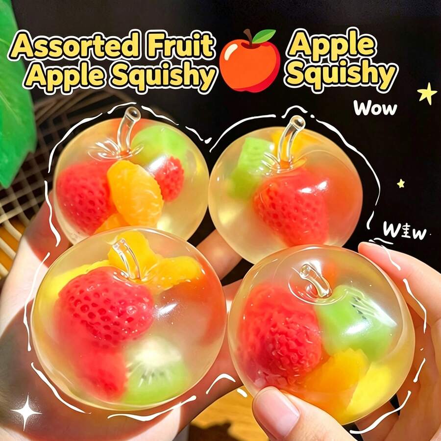 1pc Fruit Squeeze Toy, Realistic Apple Stress Relief Toy, Creative Banana Squeeze Ball, Handmade Popular Item