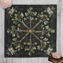 1pc Tarot Cloth Vintage Floral Oak Altar Cloth, Soft Square Divination Tablecloth For Tarot Card Reading, Witchcraft Home Decor Tapestry Tarot Cloth, Divination Oracle Card Reading Mat, Spiritual Witchcraft Home Decor - Multicolor - View 4