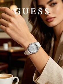 GUESS Women's Quartz Watch With Full Rhinestone Triangular Dial, Rose Gold Milanese Mesh Band, Luxury Party Wristwatch - one-size - View 6