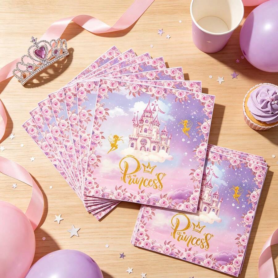 20pcs Pastel Shiny Drip Design Disposable Paper Napkins, 6.5 Inches. Suitable For Birthday Celebration Table Decor, With Silver Diamond Pattern, Creating A Joyful Atmosphere - View 1