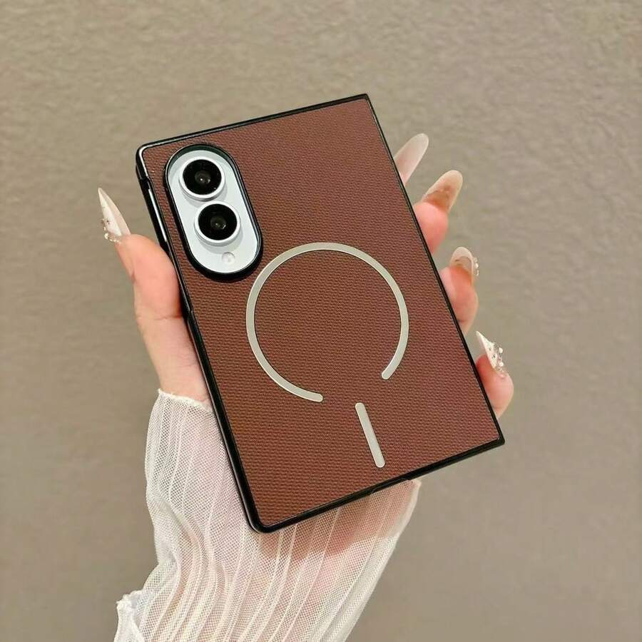 VIETAO 支援無線充電磁吸手機殼，相容 Galaxy Z Fold 8 Ultra Fold8 手機保護殼 - 棕色 - 查看 1