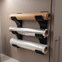 2pcs/3-Roll Kitchen Paper/Plastic Wrap/Aluminum Foil Wall-Mounted Storage Rack, Fits Rolls Up To 50mm Diameter, Space-Saving, Includes Adhesive Tape, Drill-Free Installation, Create A Tidy Kitchen - Multicolor - View 6