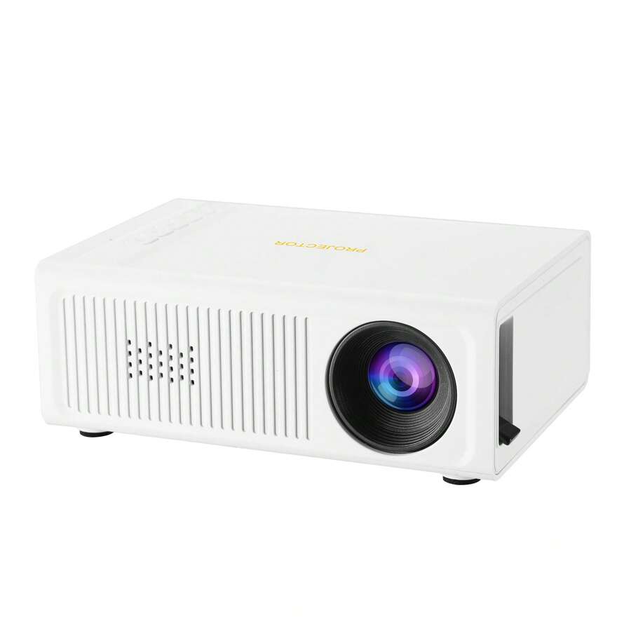 Mini Portable LED Projector 1080P, 180° Rotation, Tilt Correction, Built-In Speaker, Home Theater, Compatible With Smartphone, Tablet, PC, USB, AV, SD Card, TV Box, Only Includes PD Cable, No Plug Or Power Adapter - White - View 1