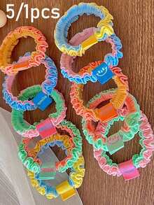 20/5/1pc Candy Color Ruffle Lace Hair Scrunchies, Fashion Elastic Ponytail Hair Ties, High Elasticity Women's Hair Accessories - Multicolor - View 11