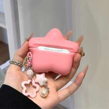 1pc Pink Polka Dot Star Wing Silicone Earphone Protective Case With Star Hanging Chain, Compatible With Apple 1/2 Pro, 3/Pro (2nd Generation), 4/Pro3 - Multicolor - View 4
