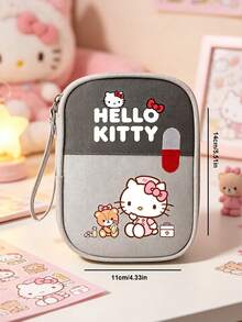SANRIO 1pc Portable First Aid Storage Bag With Cute Hello Kitty Pattern, Compact Travel Pill Organizer & First Aid Pouch For Daily & Outdoor Essentials - Multicolor - View 6