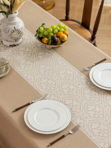 1 buah Taplak Meja Jacquard, Taplak Meja Makan Persegi Panjang, Tersedia Berbagai Ukuran, Cocok Untuk Dapur, Ruang Makan, Pernikahan, Dekorasi Meja Pesta - Khaki - View 7