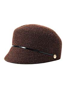 Women's Beanie Hat, Autumn/Winter Warm Baseball Cap, Vintage Elegant Leather Decor With Metal Buckle - Berets - View 4