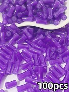 100pcs 6x12mm Bamboo Joint Shaped Glass Loose Beads - DIY Handmade Hair Sticks, Bracelets, Necklaces Accessories, Vintage Jewelry Craft Materials - Multicolor - View 25