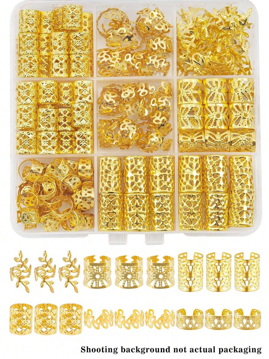 90PCS Hair Jewelry For Braids Gold Hair Cuff Multi Style Hair Rings Adjustable For Braid Loc Dreadlock Accessories For Women And Girls