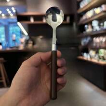 3pcs Walnut Handle Stainless Steel Spoons, Minimalist Texture, Tableware For Home And Western Dining - View 13