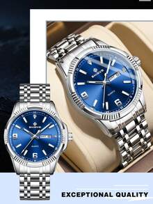LIGE Men's Fashion Brand Watch Luminous Date Quartz Watch Water-Resistant Stainless Steel Bracelet Skeleton Dial Men's Watch - Silver - View 11