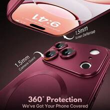 1pc Cherry Red Metallic Soft Phone Case, Compatible With IPhone 18pro/18promax/18/17 17 Air 17 Pro 17 Pro Max, Scratch-Resistant, Wear-Resistant, Shock-Absorbing Full Camera Protection, Ultra-Thin Design, Compatible With Iphone 13 11 16 Pro Max 15 14 12 16e - Cherry Red - View 5