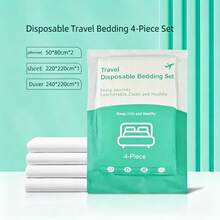 2pcs/4pcs Disposable Portable Travel Bedding Set, Hotel Disposable Bedding, Business Travel Bedding, Essential Bedding For Travel, Hotel, Hospital, Train And Camping, Disposable Bedding Set, Large Travel Bed Disposable Sheets, Use And Discard - White - View 12