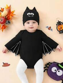 Halloween/Infant/Toddler Romper Set Black Long Sleeve Romper Bodysuit Crawler Set - Black - View 1