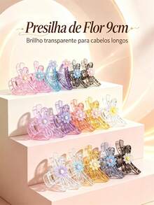 pacote com 12 piranhas de Cabelo Elegante Grande 9cm Acessório Feminino Delicado - modelo 3 - Visão 5