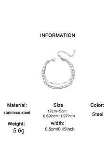 1pc Men Bracelets, Stackable Chain Bracelets, Figaro Chain Detail, Simple Retro , For Men Daily Party, Gift For Valentine's Day & Birthday - Bracelet - View 10