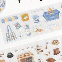Old Lane Coffee House PET Washi Tape, Vintage Coffee Shop Shopping Elements Salt Style Planner Scrapbooking Collage Decorative Stickers - Rectangle - View 2