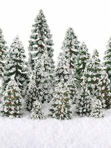 1組迷你積雪人造松樹組，3種尺寸 4cm 5cm 6cm 磨砂塑料雪松模型樹，DIY微景觀場景配件，聖誕桌面迷你場景裝飾 - 套裝 - 查看 3