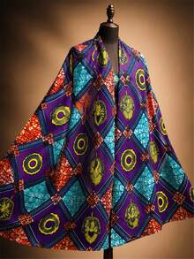 6 Yards Nigerian Traditional African Ankara Style Wax Print Fabric, Floral Geometric Pattern Cloth, Soft Printed Textile For Women Dresses, Headwrap, Skirt, Party Outfit, DIY Sewing & Handcraft Projects - Batik Fabric - View 9