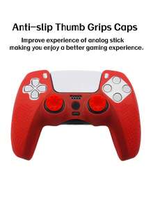 Compatible With PlayStation 5, 1pc Game Controller Silicone Protective Case + 4pcs Joystick Caps Set, Anti-Slip Anti-Scratch Anti-Sweat Anti-Dust, Enhanced Gaming Operation Feel - View 2