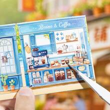 1 Pack 3-Fold Corner Scene Sticker Collection Book, Healing 3D Miniature Shop Scene Children DIY Puzzle Sticker Art, Scrapbook Scene Stickers, Fun Scene Collage Casual Daily Stickers - Miniature Street Scene - View 4