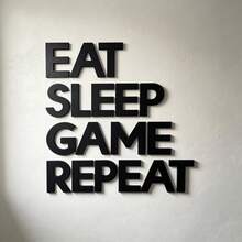 Custom 3D Letter Decor, Gamer Wall Art - Large "Eat Sleep Game Repeat" Wall Decoration - 3D Acrylic And Wood, Customizable Text, Black/White Color Options, Game Room Decor, Custom Handmade Acrylic Wood Corporate Logo Sign - Multicolor - View 8
