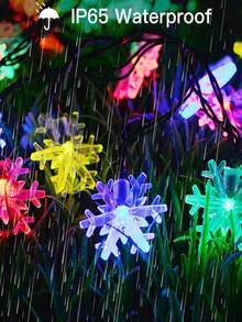 1PC Solar String Light,20/50/100LED Christmas Light,8 Lighting Modes,Outdoor Waterproof Fairy Light,Solar Snowflake Light String,Garden,Courtyards,Houses,Christmas Trees,Weddings,Camping,Holiday Parties,Pavilions,Fences,Balconies,Christmas Decoration - Solar Powered Snowflake String Lamp - View 5