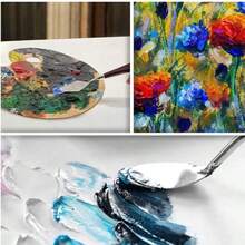 Set Pisau Palet 5 Buah, Kit Spatula Lukis Gagang Kayu dan Baja Tahan Karat, Alat Pengikis Seni Multi-Bentuk untuk Lukisan Minyak dan Pencampuran Cat Akrilik - Set - View 5